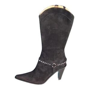 Donald Pliner Couture Suede Leather Boot Shoe New Western Rhinestone $450 NWT